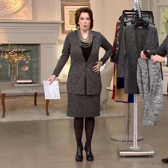 Joan Rivers Heathered Space-Dyed Knit Boyfriend Cardigan NWT Black/White A262485 - Picture 7 of 15